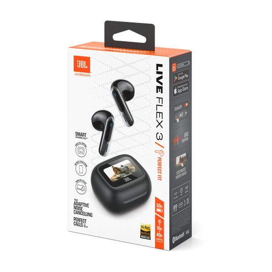 JBL Live Flex 3 - Black - True wireless noise-cancelling open-stick earbuds - Detailshot 15 image number null